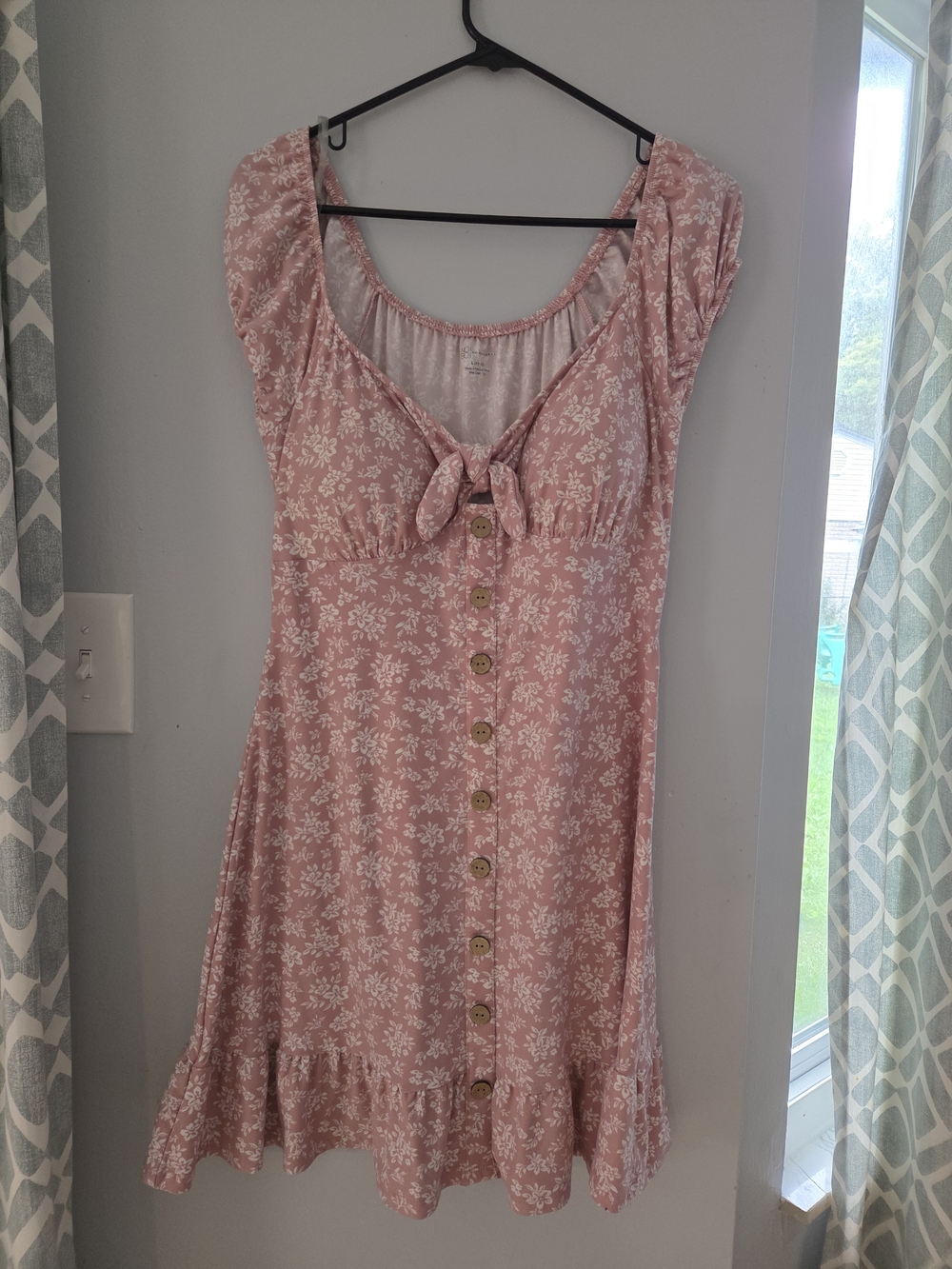 No Boundaries Pink Floral Button-Front Mini Dress